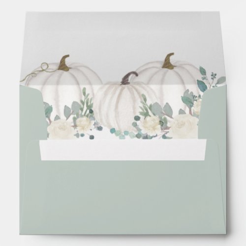 Floral Pumpkin Baby Shower Sage Green Envelope