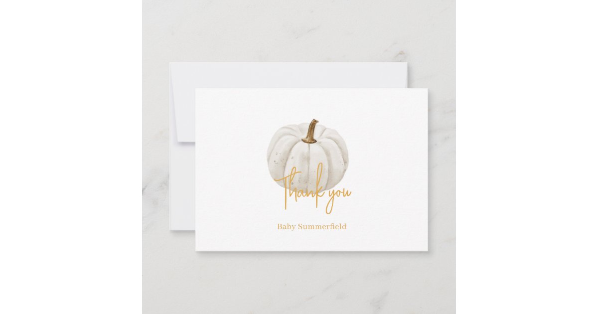 Floral Pumpkin Baby Shower Watercolor Botanical Thank You Card | Zazzle