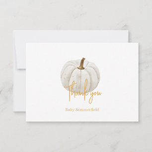 Floral Pumpkin Baby Shower Watercolor Botanical Thank You Card