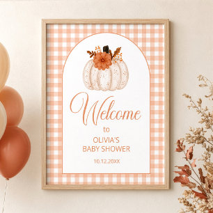 Floral Pumpkin Baby Shower Welcome Poster