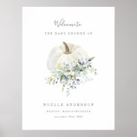 Floral Pumpkin Baby Shower Welcome Sign
