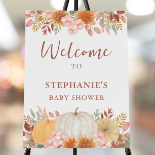 Floral Pumpkin Baby Shower Welcome Sign
