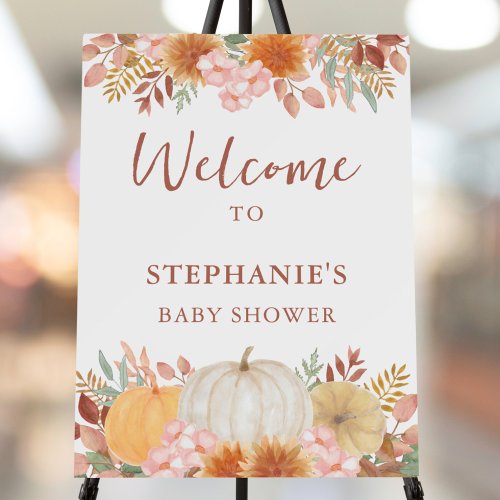 Floral Pumpkin Baby Shower Welcome Sign