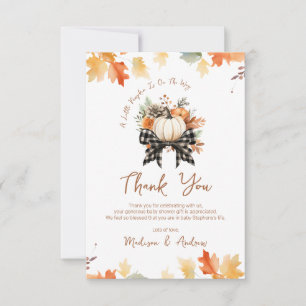Floral Pumpkin Baby Shower with Plaid Ribbon Thank You Card