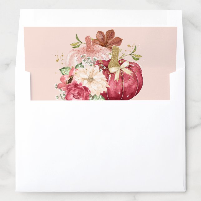 Floral Pumpkin Blush Marsala Baby Shower Envelope Liner (In Envelope)