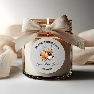 Floral Pumpkin Bouquet Baby Shower Favor Classic Round Sticker