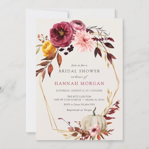 Floral Pumpkin Bridal Shower invitation