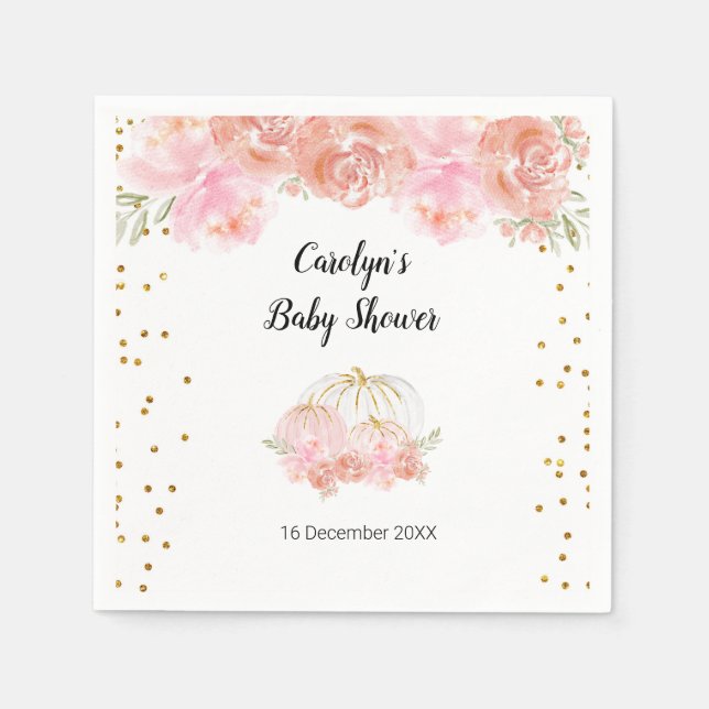Floral Pumpkin Bridal Shower Napkin (Front)