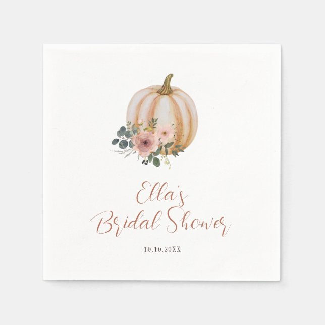 Floral Pumpkin Bridal Shower Napkins (Front)