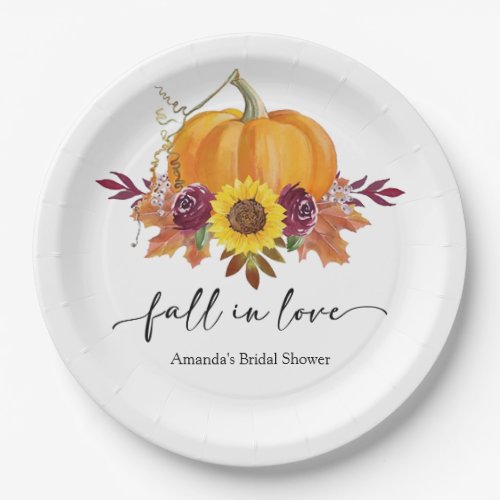 Floral Pumpkin Bridal Shower Paper Plates 