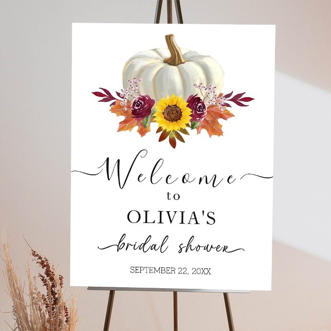 Floral Pumpkin Bridal Shower Welcome  Foam Board (Creator Uploaded)