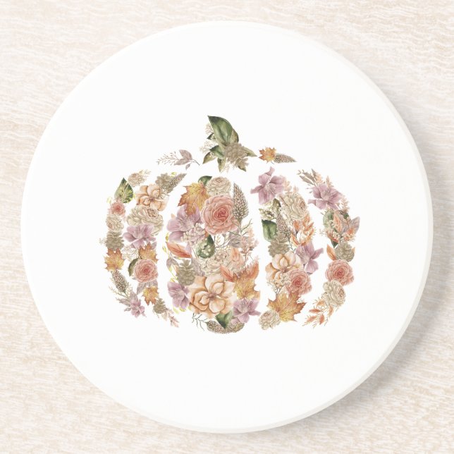 Floral Pumpkin Coaster (Front)