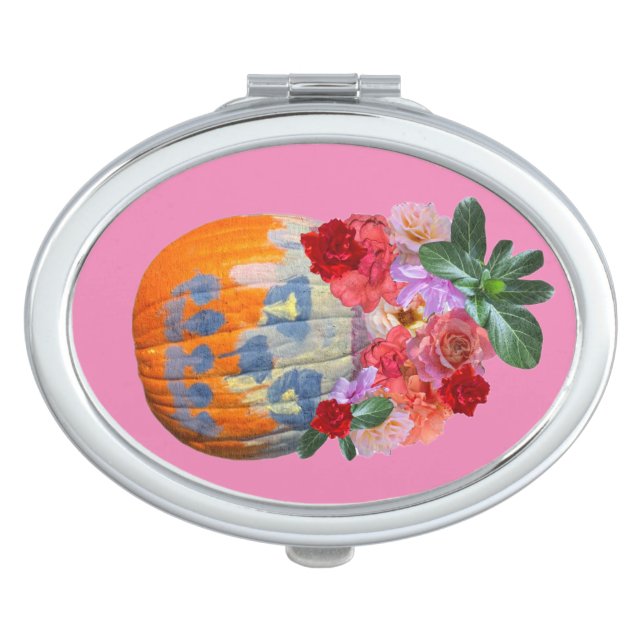 Floral Pumpkin Cutout Design for Autumn Spring Compact Mirror (Front)