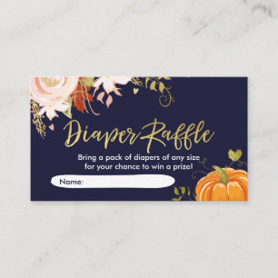 Floral Pumpkin Diaper Raffle Card Fall Autumn