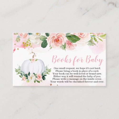 Floral Pumpkin Fall Baby Shower Books Business Card