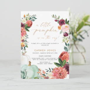 Floral Pumpkin Fall Baby Shower Gender Neutral Invitation