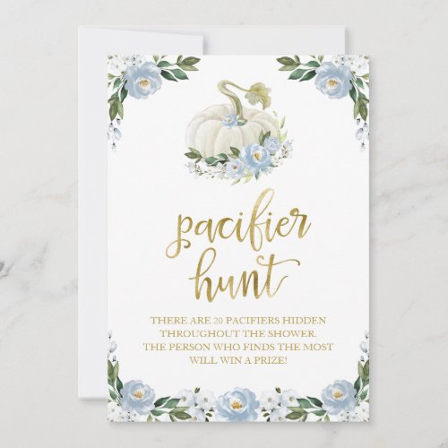 Floral Pumpkin Fall Boy Pacifier Hunt Game Sign Invitation