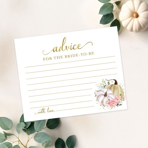 Floral Pumpkin Fall Bridal Shower Advice Cards