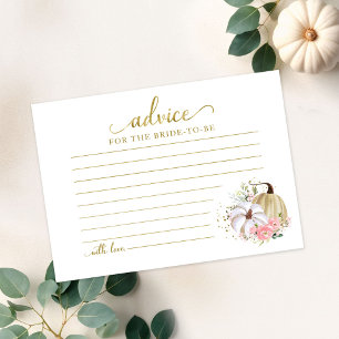 Floral Pumpkin Fall Bridal Shower Advice Cards