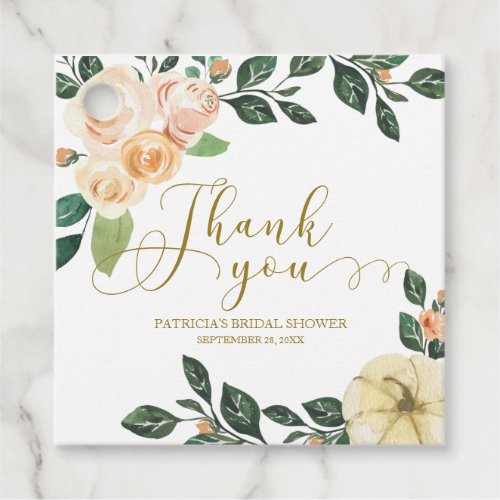 Floral Pumpkin Fall Bridal Shower Favor Favor Tags