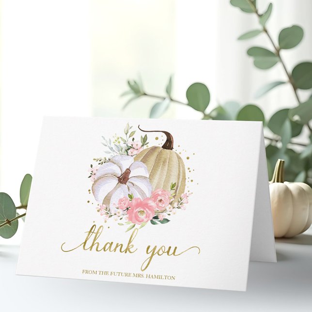 Floral Pumpkin Fall Bridal Shower Thank You Card (Creator Uploaded)