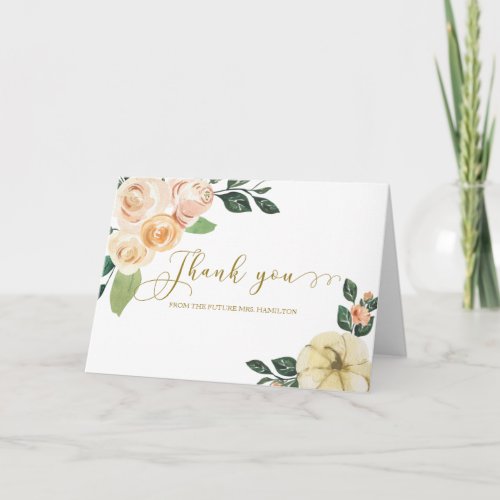 Floral Pumpkin Fall Bridal Shower Thank You Invita Card