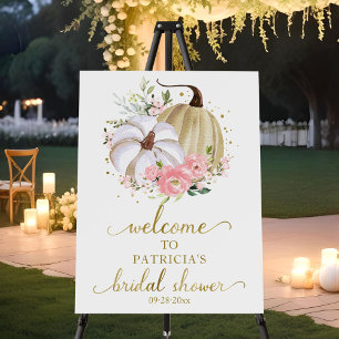 Floral Pumpkin Fall Bridal Shower Welcome Sign