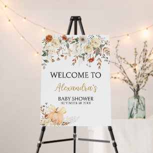 Floral Pumpkin Fall in Love Baby Welcome Sign