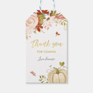 Floral Pumpkin Favor Tag Autumn Fall Thank you