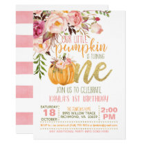 Floral Pumpkin First Birthday Invitation - Girl Floral Pumpkin First Birthday Invitation - Girl