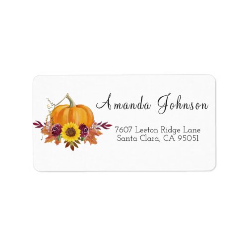 Floral Pumpkin Floral Bridal Shower  Label