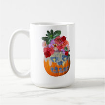 Floral Pumpkin Graphic Cutout Mug