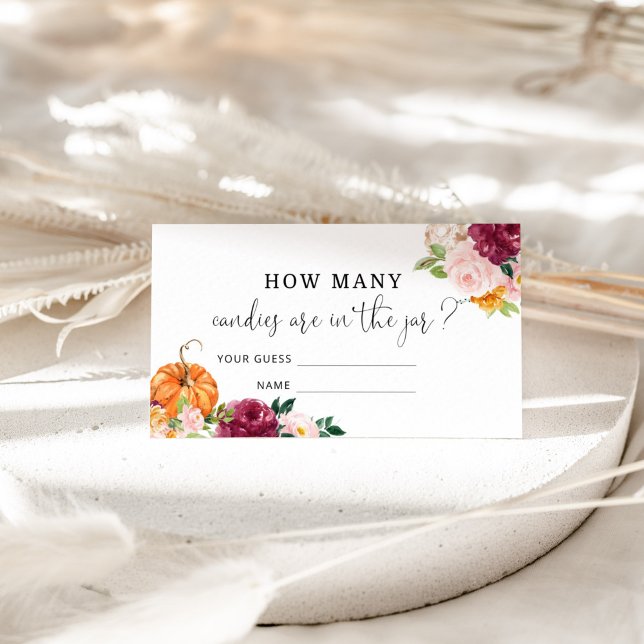 Floral pumpkin guess how many candies card (Creator Uploaded)