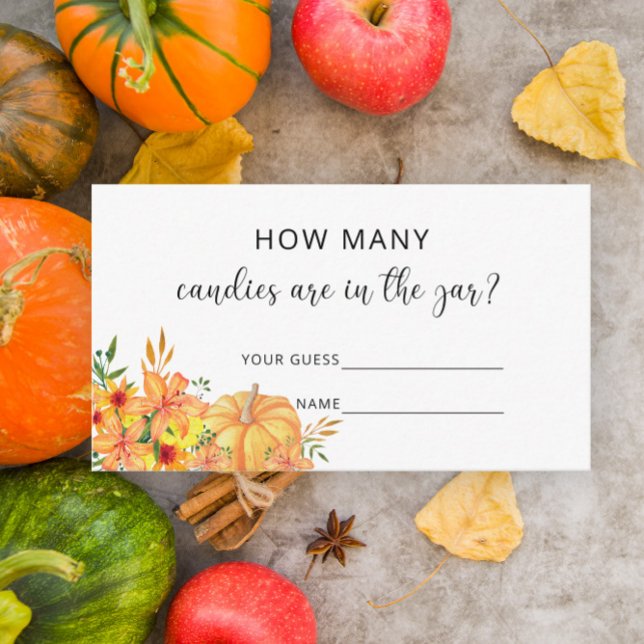 Floral pumpkin guess how many candies  enclosure card (Creator Uploaded)