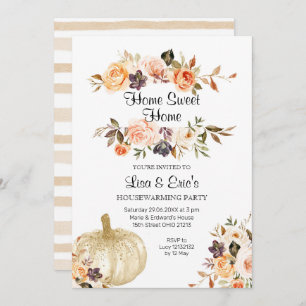 Floral Pumpkin Housewarming Party Invite