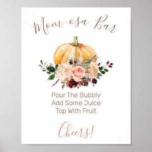Floral Pumpkin Mom-osa Bar Baby Shower Sign