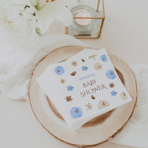 Floral Pumpkin Pastel Blue Baby Shower Napkins