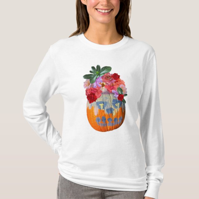 Floral Pumpkin Photographic T-Shirt (Front)