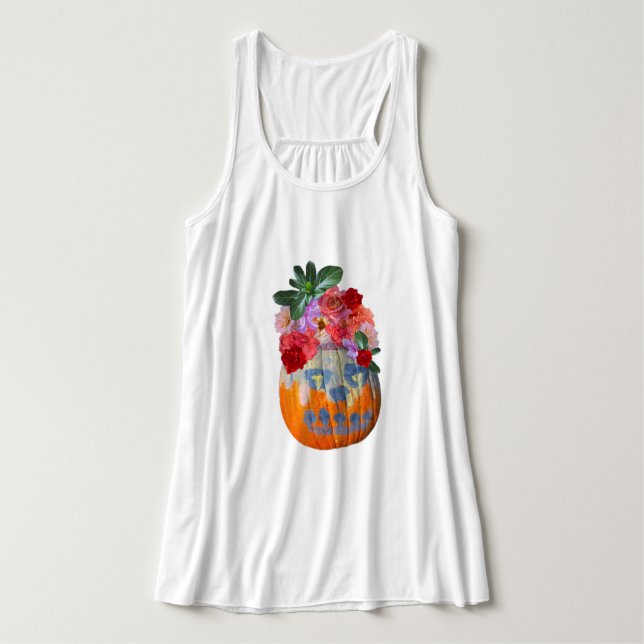 Floral Pumpkin Photographic Tank Top (Design Front)