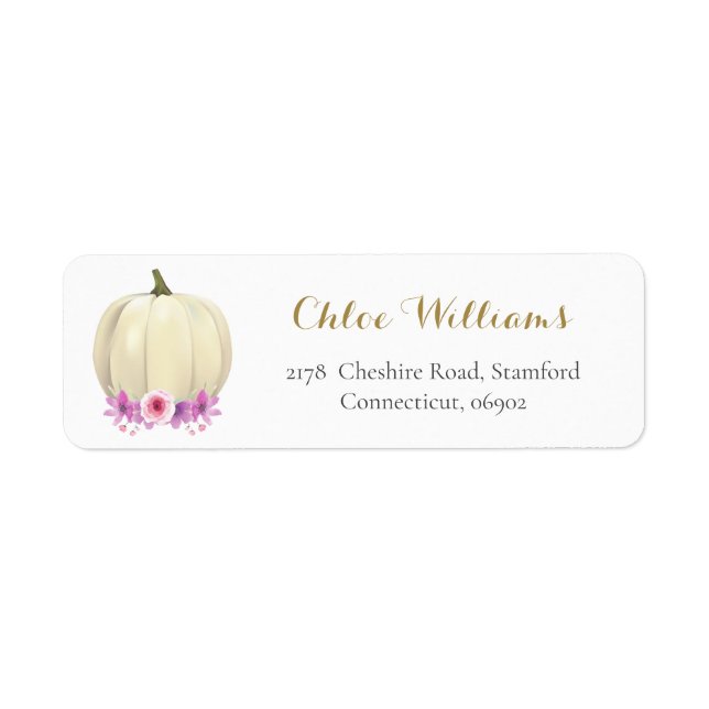 Floral Pumpkin Pink Floral Return Address Label (Front)