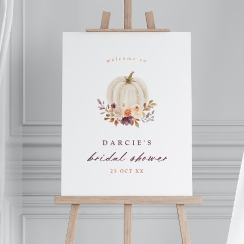 Floral Pumpkin Plum Bridal Shower Welcome Foam Boa Foam Board