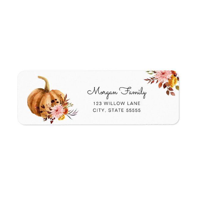 Floral Pumpkin Return Address Label (Front)