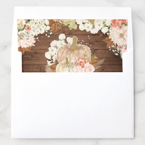 Floral Pumpkin Rustic Wood Fall Baby Shower Envelope Liner