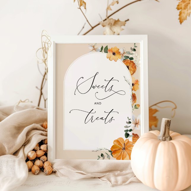 Floral pumpkin sweets and treats baby shower poster (Creator Uploaded)