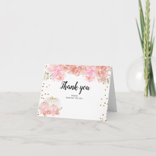 Floral Pumpkin Thank You card (Front)
