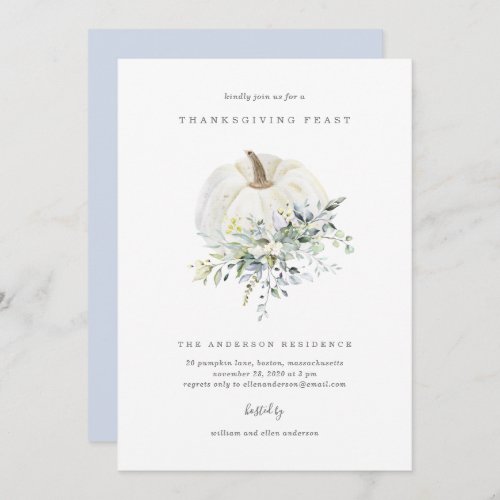 Floral Pumpkin Thanksgiving Dinner Invitation