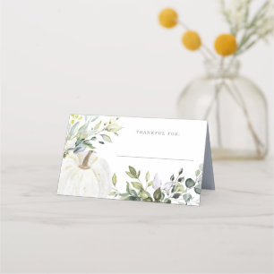 Floral Pumpkin Thanksgiving Dinner Place Cards
