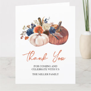 Floral Pumpkins autumn Thank you card