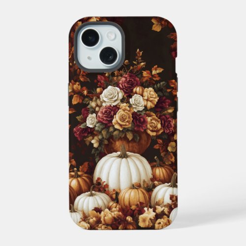 Floral Pumpkins Fall Aesthetic Design iPhone 15 Case