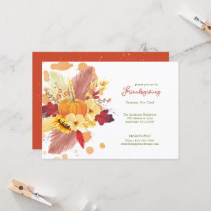 Floral Pumpkins Friendsgiving Thanksgiving Invitation